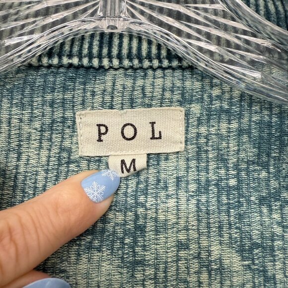 POL Clothing 100% Cotton corduroy studded jacket green blue wash women's size M - Picture 3 of 9
